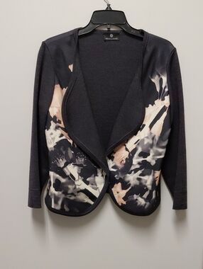 Rena Lange Wool And Silk Draped Open Front Jacket, Size Medium